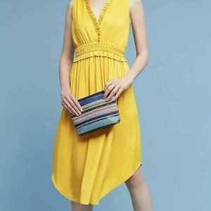 Anthropologie La Habana Dress by Maeve Medium - Summer Mango Yellow smocked NEW
